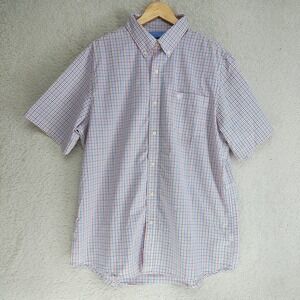 Chaps Shirt Mens XL Short Sleeve Button Down Plaid Multi Color Pocket